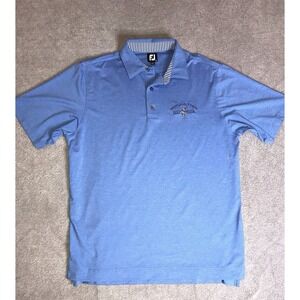 Foot Joy Polo Shirt Men's Large Scotland Yards Blue Golf Club Performance